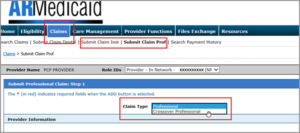 Submitting crossover claims using the HealthCare Provider Portal